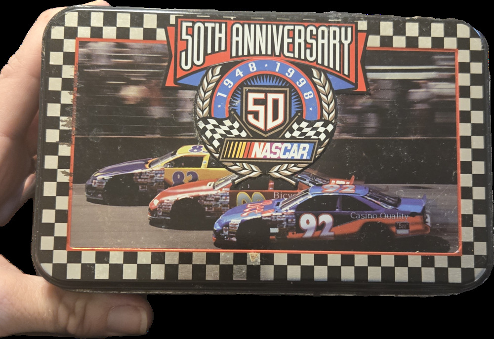 "NASCAR 50th Anniversary 1948-1998 Collector Tin Two Deck Playing Cards #181674"